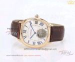 Perfect Replica Drive De Cartier 42mm Watch Rose Gold Brown Leather Band